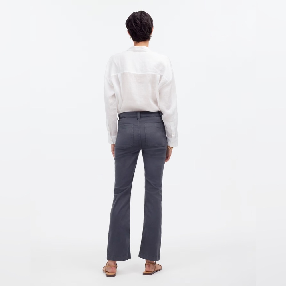 Madewell Kick Out Crop Pants in Garment-Dyed Sateen Dark Pavement 32 - Picture 5 of 11